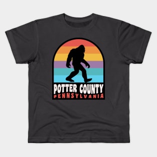 Potter County Pennsylvania Bigfoot Sasquatch Hunting Camping Kids T-Shirt